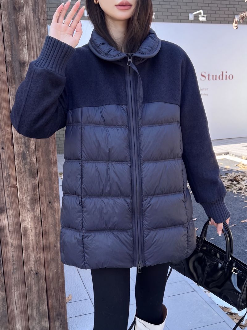 막스마라 하이 칼라 미디 다운 베스트 - 온러닝 패딩 레플 참고 이미지